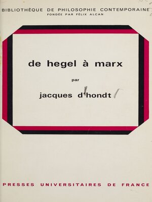cover image of De Hegel à Marx